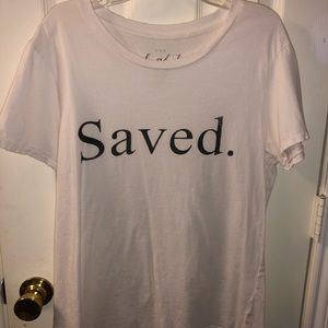 “Saved” graphic tee. From a boutique